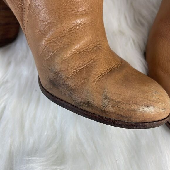 Kate Spade Luckie Tan Leather/Suede Distressed Booties Sz 8 - Picture 9 of 10